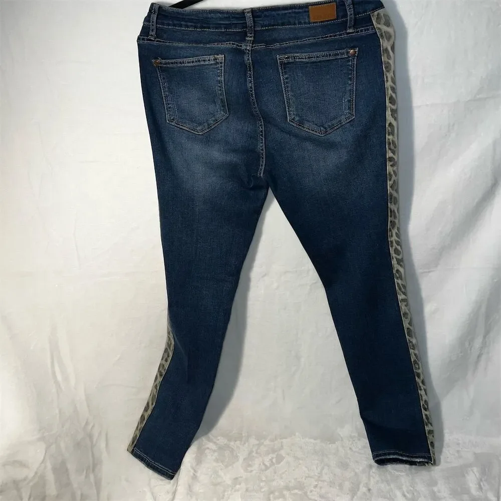 Judy Blue Skinny Fit Cheetah Print Stripes Stretch Denim Jeans Women’s Size 15/3